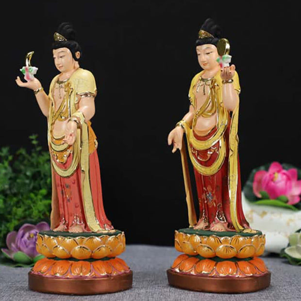 Buddha Stones Surya-prabha Candra-prabha Bodhisattva Figurine Resin Statue Home Office Decoration