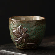 Buddha Stones Lotus Pod Leaf Flower Auspicious Clouds Ceramic Teacup Kung Fu Tea Cup
