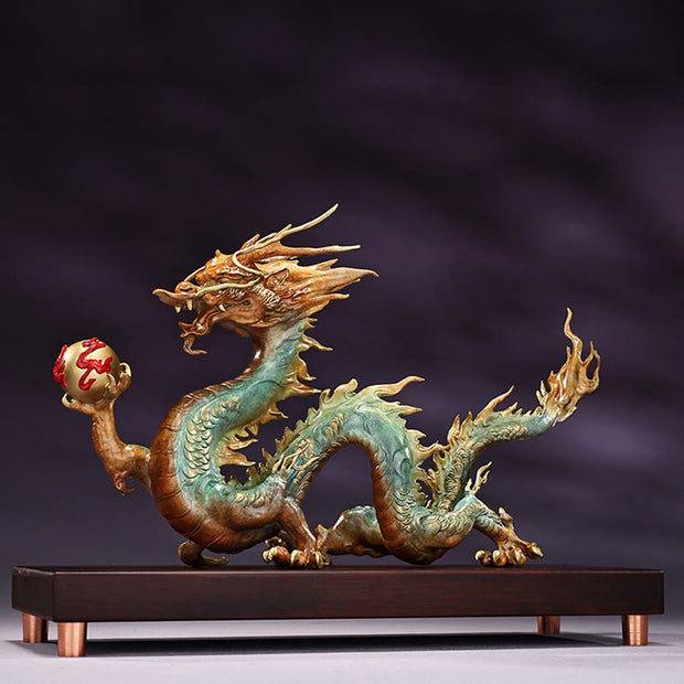 Buddha Stones Year Of The Dragon Auspicious Dragon Brass Copper Luck Success Office Decoration