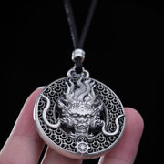 Buddha Stones 999 Sterling Silver Year Of The Dragon Handcrafted Dragon Head Relief Carved Protection Necklace Pendant Necklaces & Pendants BS 8