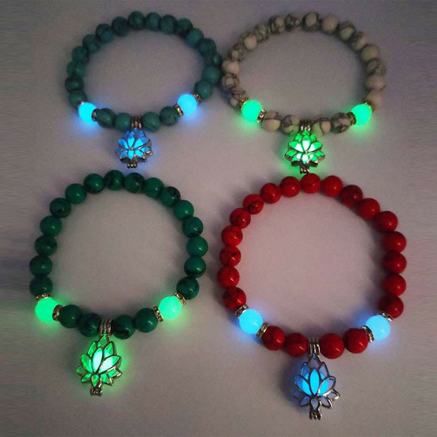 FREE Today: Positive Thinking Tibetan Turquoise Glowstone Luminous Bead Lotus Protection Bracelet FREE FREE 34