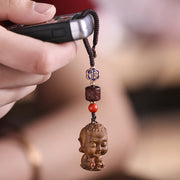 Buddha Stones Chinese Zodiac Natal Buddha Green Sandalwood Om Mani Padme Hum Peace Key Chain