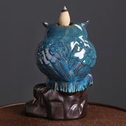 Buddha Stones Cute Owl Ceramic Backflow Smoke Fountain Meditation Healing Incense Burner Decoration