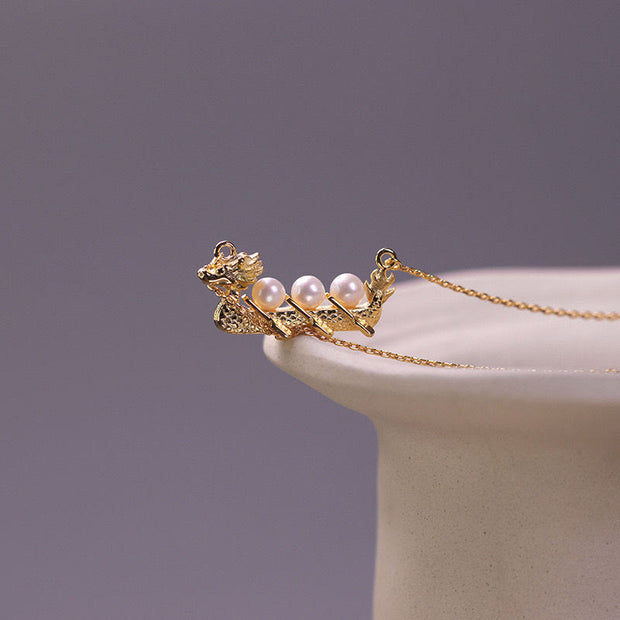 Buddha Stones Pearl Dragon Pattern Healing Bead Necklace Pendant