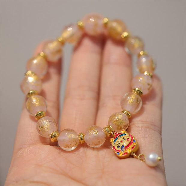 Buddha Stones Gourd God Of Wealth Charm Fortune Liuli Glass Bead Incense Ash Porcelain Bead Bracelet