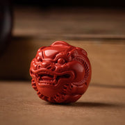 Buddha Stones Tibet Om Mani Padme Hum PiXiu Copper Coin Small Leaf Red Sandalwood Cinnabar Protection Key Chain Key Chain BS 14