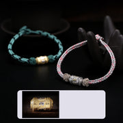 Buddha Stones 925 Sterling Silver Om Mani Padme Hum Prayer Wheel Luck Strength Red String Bracelet Bracelet BS 15