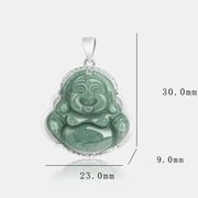Buddha Stones 925 Sterling Silver Laughing Buddha Jade Abundance Necklace Chain Pendant Necklaces & Pendants BS 11