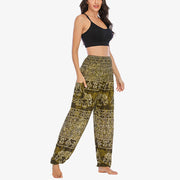 Buddha Stones Elephant Pattern Loose Casual Harem Trousers High Waist Women's Yoga Pants