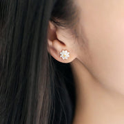 Buddha Stones 925 Sterling Silver Lotus Flower Balance Earrings Earrings BS 2