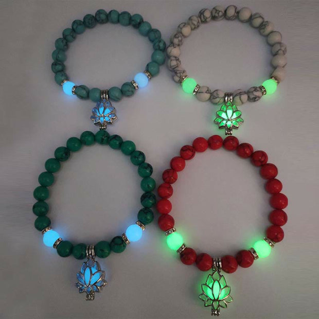 FREE Today: Positive Thinking Tibetan Turquoise Glowstone Luminous Bead Lotus Protection Bracelet FREE FREE 33