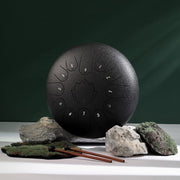 Buddha Stones Steel Tongue Drum Sound Healing Mindfulness Lotus Pattern Yoga Drum Kit 13 Note 12 Inch Percussion Instrument Tongue Drum BS DarkGray