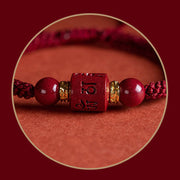 Buddha Stones Tibet Cinnabar Om Mani Padme Hum Engraved Blessing Braided Bracelet Bracelet BS 8
