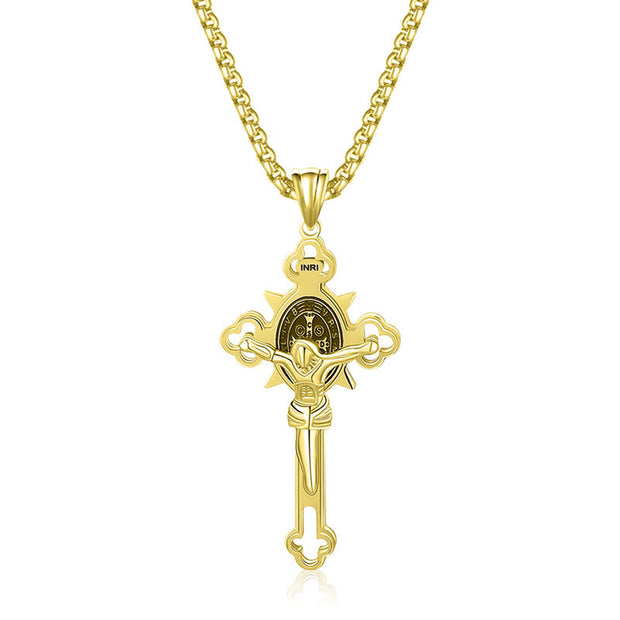 FREE Today: ST.Benedict Protection Cross Power Necklace FREE FREE Gold&Black