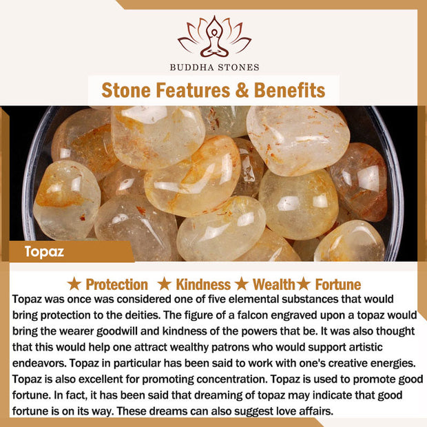 Buddha Stones Topaz Fu Character Wealth Lotus Copper Coin Charm Bracelet