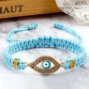 Buddha Stones Evil Eye Keep Away Evil Spirits String Bracelet Bracelet BS Light Blue Light Blue Evil Eye Gold Border