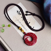 Buddha Stones One's Luck Improves Design Patern Natural Cinnabar Blessing Necklace Pendant Necklaces & Pendants BS Medium 31.5*8mm