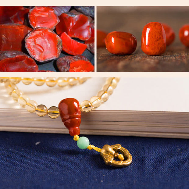 Buddha Stones 925 Sterling Silver 108 Mala Beads Natural Citrine Red Agate Amber Pleasure Charm Bracelet Mala Bracelet BS 13