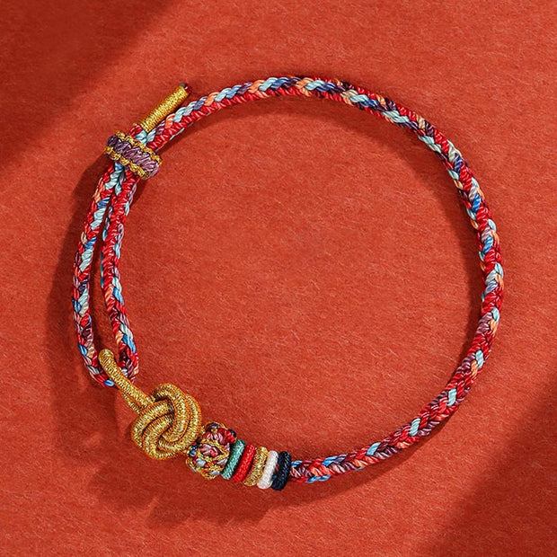 Buddha Stones Handmade Dunhuang Colorful Rope Protection Braid String Bracelet