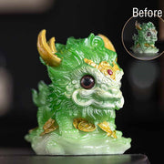 Buddha Stones Color Changing Small Kirin Resin Tea Pet Home Figurine Decoration Decorations BS Color Changing Green Kirin 12*8*11.5cm