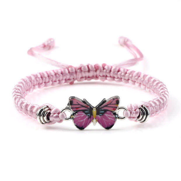 Buddha Stones Butterfly Freedom Love String Charm Bracelet Bracelet BS Pink-Pink Butterfly
