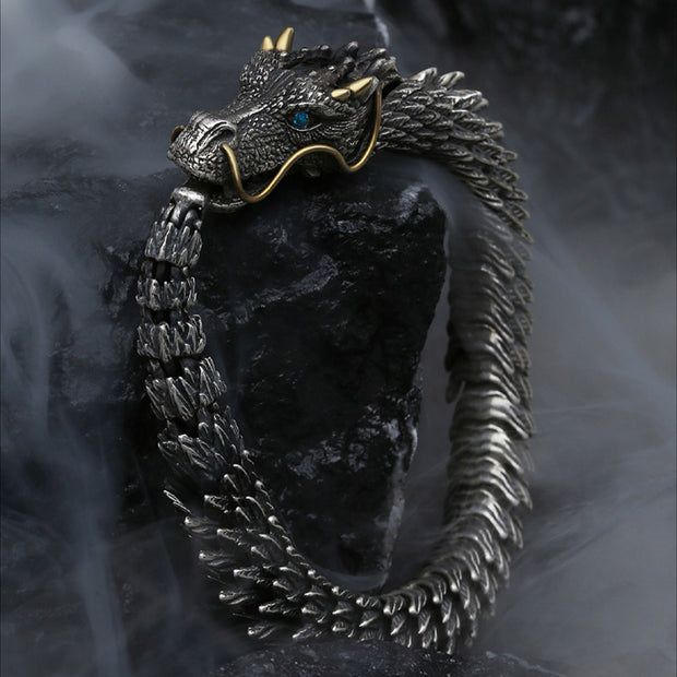 Buddha Stones Nordic Dragon Handmade Amulet Luck Protection Chain Bracelet Bracelet Bangle BS 4
