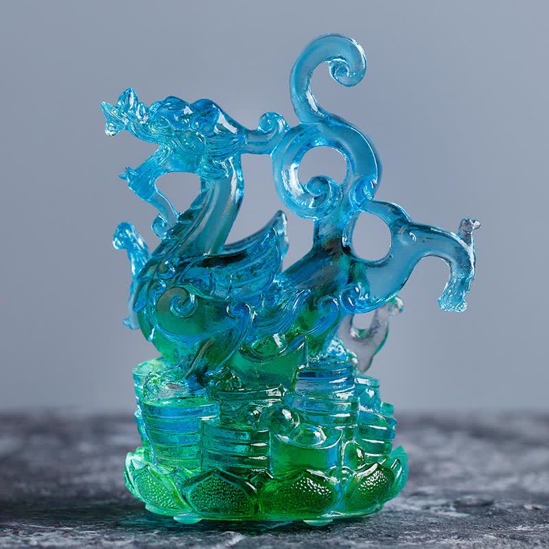 Buddha Stones Feng Shui Four Symbols Azure Dragon Handmade Liuli
