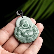 Buddha Stones Laughing Buddha Natural Jade Copper Coin Abundance Necklace Pendant Necklaces & Pendants BS 2