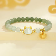 ❗❗❗A Flash Sale- Buddha Stones 925 Sterling Silver Year of the Dragon Natural Hetian Jade Dragon Fu Character Charm Success Bracelet Bracelet BS 10