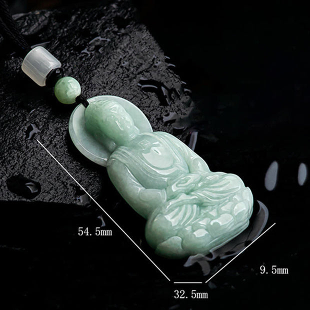 Buddha Stones Amitabha Buddha Jade Amulet Compassion String Necklace Necklaces & Pendants BS 16