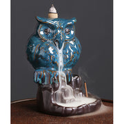 Buddha Stones Cute Owl Ceramic Backflow Smoke Fountain Meditation Healing Incense Burner Decoration Incense Burner BS 7
