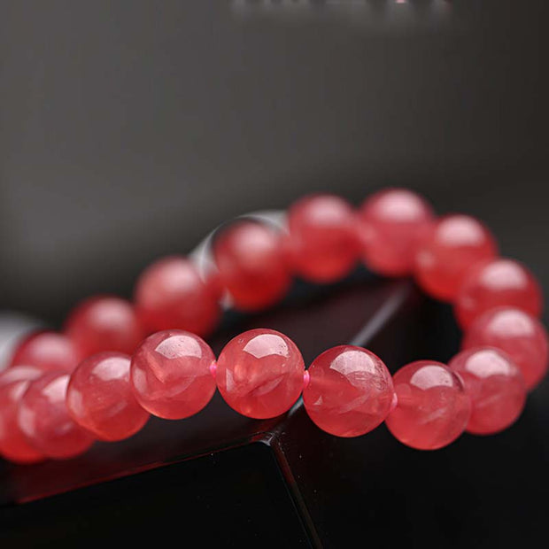 Buddha Stones Natural Strawberry Quartz Blessing Healing Bracelet Bracelet BS 2