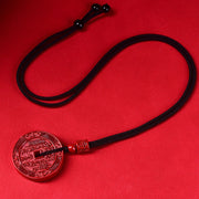 Buddha Stones Natural Cinnabar Mountain Ghosts Spend Money Bagua Blessing Necklace Pendant Key Chain Necklaces & Pendants BS 3