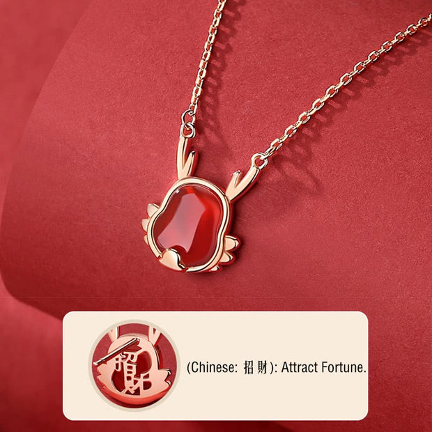 ❗❗❗A Flash Sale- Buddha Stones 925 Sterling Silver Year of the Dragon Natural Red Agate Dragon Attract Fortune Fu Character Strength Bracelet Necklace Pendant Earrings Bracelet Necklaces & Pendants BS 11