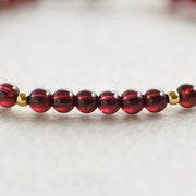 Buddha Stones Natural Garnet Golden Beads Stability Bracelet Bracelet BS 3