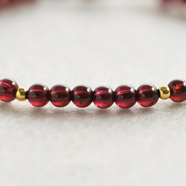 Buddha Stones Natural Garnet Golden Beads Stability Bracelet