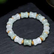 Buddha Stones Jade Coconut Shell Bamboo Pattern Abundance Luck Bracelet Bracelet BS Jade&Coconut Shell