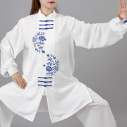 Buddha Stones Flower Embroidery Meditation Prayer Spiritual Zen Tai Chi Qigong Practice Unisex Clothing Set Clothes BS 2