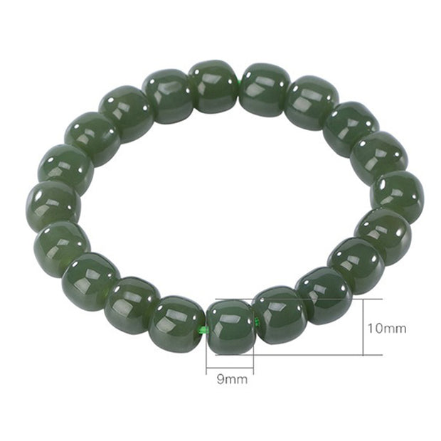 Buddha Stones Natural Cyan Jade Bead Luck Harmony Bracelet Bracelet BS 7