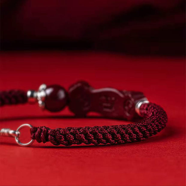 Buddha Stones Handcrafted PiXiu Cinnabar Wealth Luck Braided Bracelet Bracelet BS 10