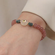 Buddha Stones Natural Strawberry Quartz Chalcedony Jade Healing Bracelet Bracelet BS 7