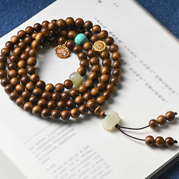 Buddha Stones Tibetan Rosewood Protection Calm Bracelet Mala Mala Bracelet BS 2