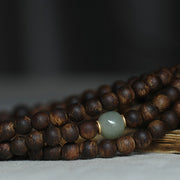 108 Mala Beads Nha Trang Bai Qinan Agarwood Jade 999 Gold Peace Bracelet (Only one in stock) Bracelet Mala BS 5