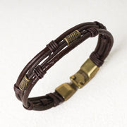 Buddha Stones Vintage Leather Wrist Band Brown Rope Layered Bracelet Bangle Bracelet BS 9