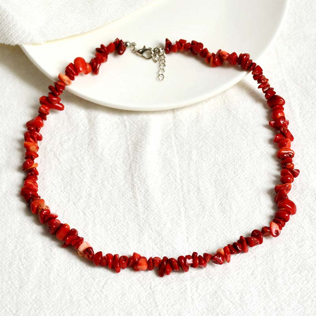 Buddha Stones Natural Crystal Stone Luck Necklace Necklaces BS Red Coral