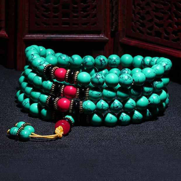 Buddhastoneshop Tibetan Turquoise Healing Mala Bracelet