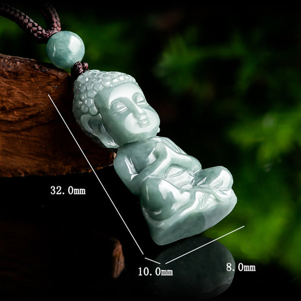 Buddha Stones Natural Jade Meditation Buddha Amulet Serenity Necklace Pendant Necklaces & Pendants BS 6