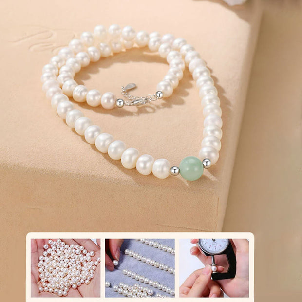 Buddha Stones 925 Sterling Silver Natural Pearl Jade Healing Necklace Bracelet Earrings With Gift Box Bracelet Necklaces & Pendants BS 9