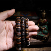 Buddha Stones 925 Sterling Silver Chinese Zodiac Natal Buddha Handmade Tibet Yak Bone Strength Bracelet