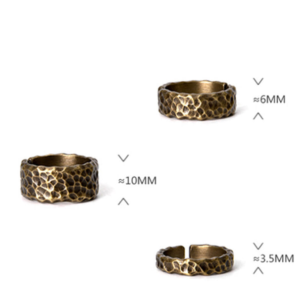 Buddha Stones Tibetan Bump Texture Design Copper Brass Luck Ring Ring BS 20